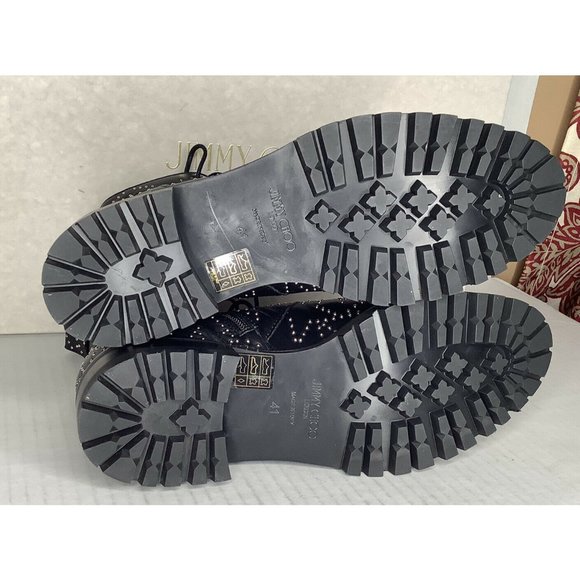 Jimmy Choo Cruz flat black/silver star leather boot  EURO size 41 - Picture 8 of 9